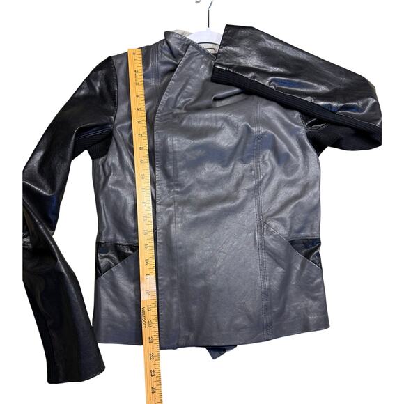 VINCE Lambskin Gray Leather Jacket Colorblock - Size small - Picture 9 of 12